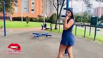 Tattooed Brunette Gets Surprised By Friend With Vibrator In Public