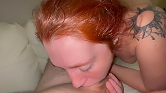 Redhead Stepsister Gives A Sloppy Blowjob To Her Black Stepbrother