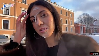 Stunning Woman Parades With Semen On Her Face In Public, Bribed By A Kind Stranger