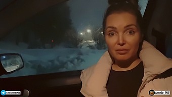 Russian Milf Gets Naughty In Car