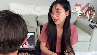 Asian Babe Elle Lee Gives Back Oral Pleasure To Her Medical Instructor