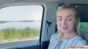 Horny Blonde Hitchhiker Oxana Indulges In Car Sex With Big Cock