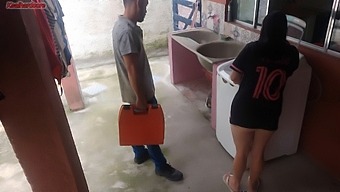 Horny Wife Seduces Appliance Repairman Outdoors During Husband'S Absence